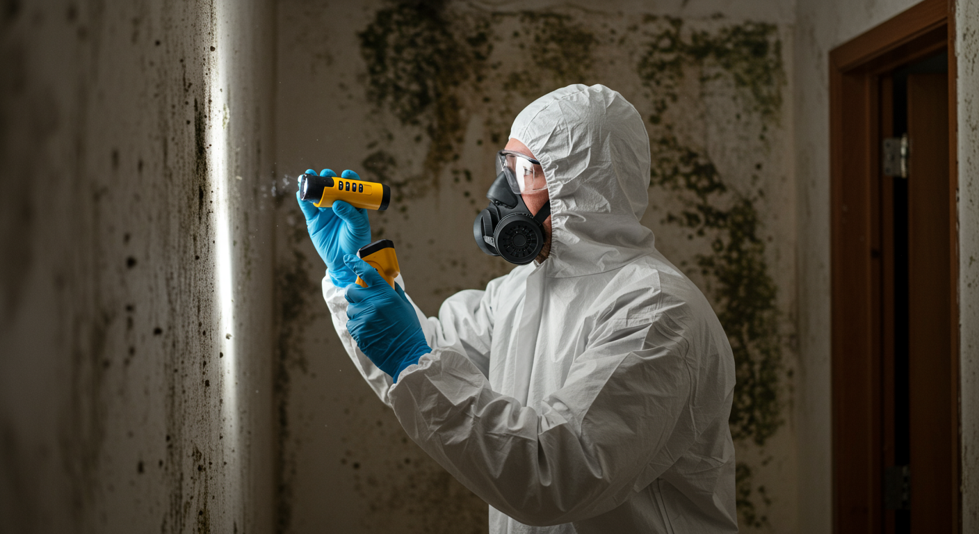 Mold Inspector Examining Wall